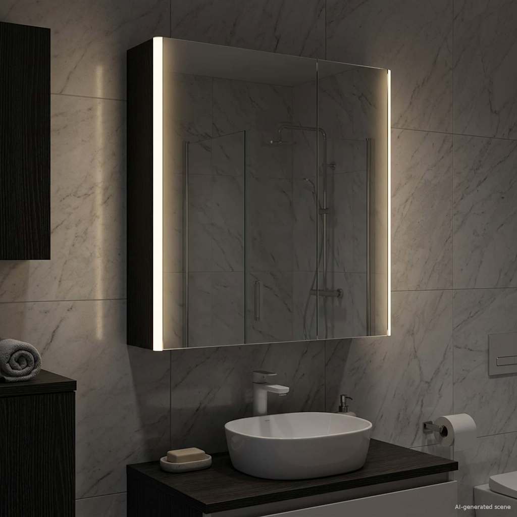 Kylpyhuoneen Peilikaappi Musta tammi. 63,5 x 15,5 x 70 cm