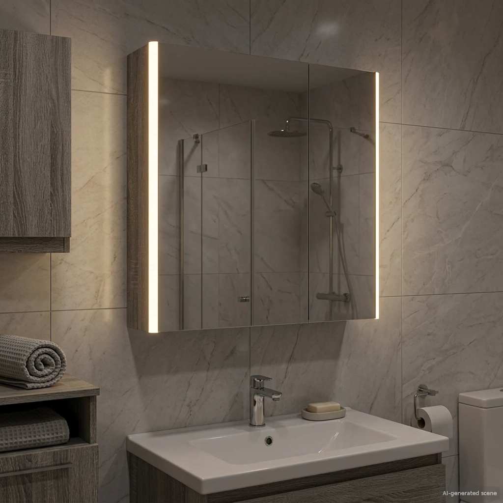 Kylpyhuoneen Peilikaappi Harmaa Sonoma 63,5 x 15,5 x 70 cm