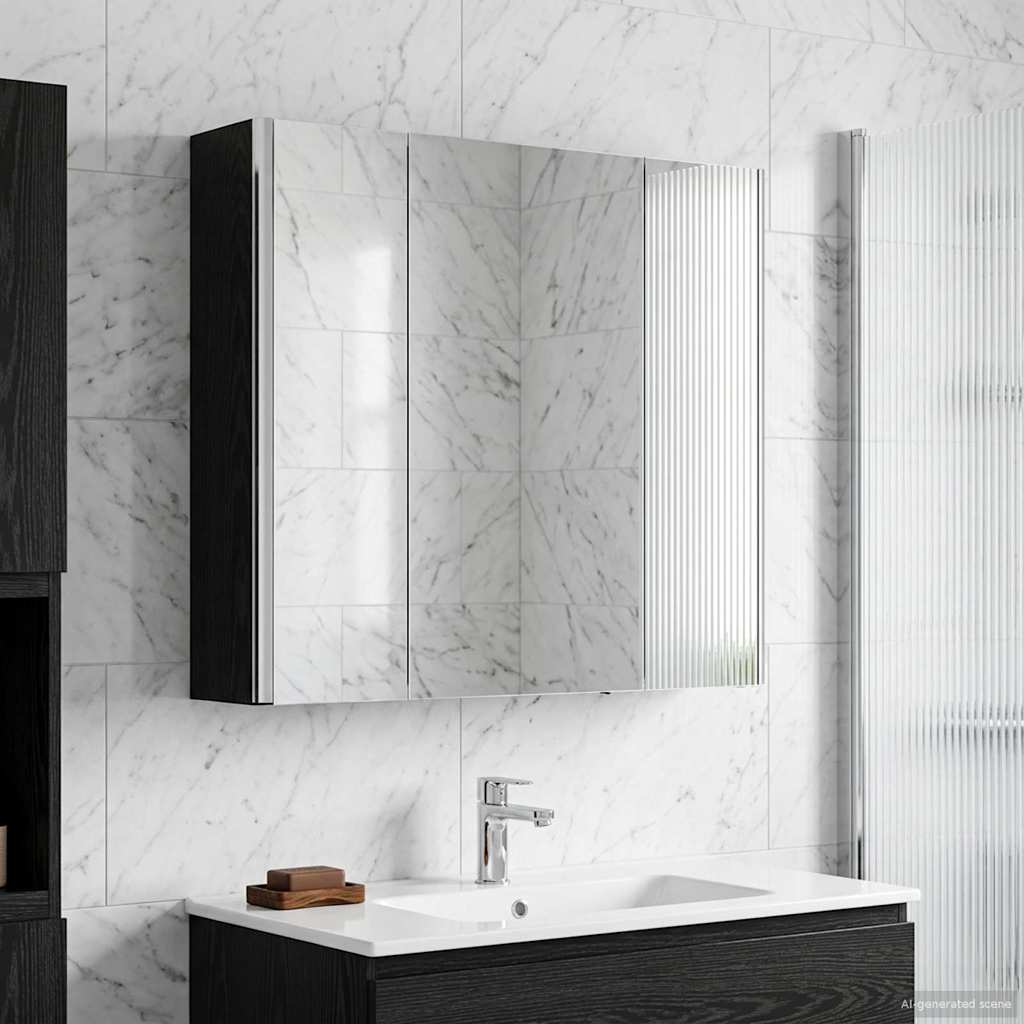 Kylpyhuoneen Peilikaappi Musta tammi. 63,5 x 15,5 x 60,5 cm