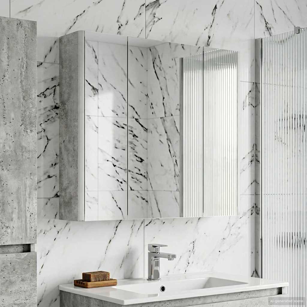 Kylpyhuoneen Peilikaappi Betoni Harmaa 63,5 x 15,5 x 60,5 cm