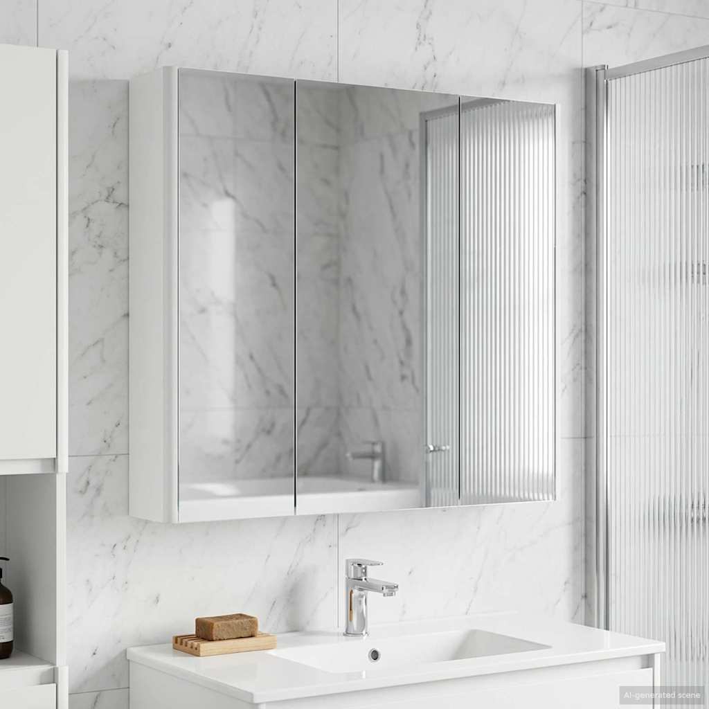 Kylpyhuoneen Peilikaappi hyllyllä Valkoinen 73.5 x 15.5 x 70 cm