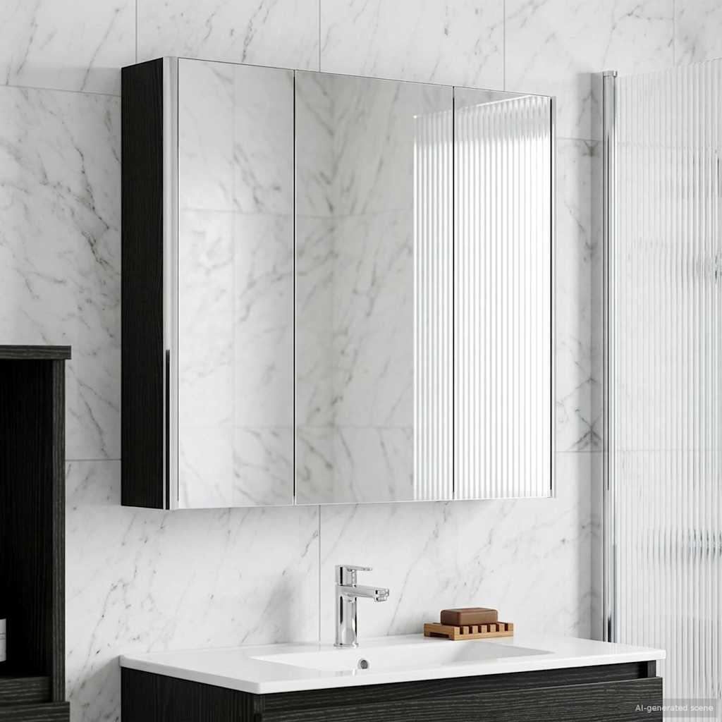 Kylpyhuoneen Peilikaappi Musta tammi. 73.5 x 15.5 x 70 cm