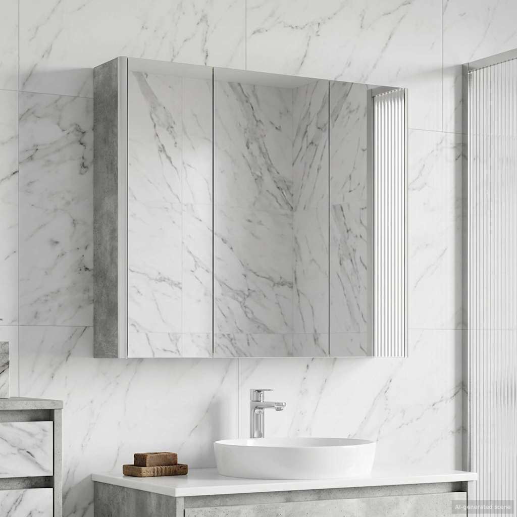 Kylpyhuoneen Peilikaappi Betoni Harmaa 73.5 x 15.5 x 70 cm