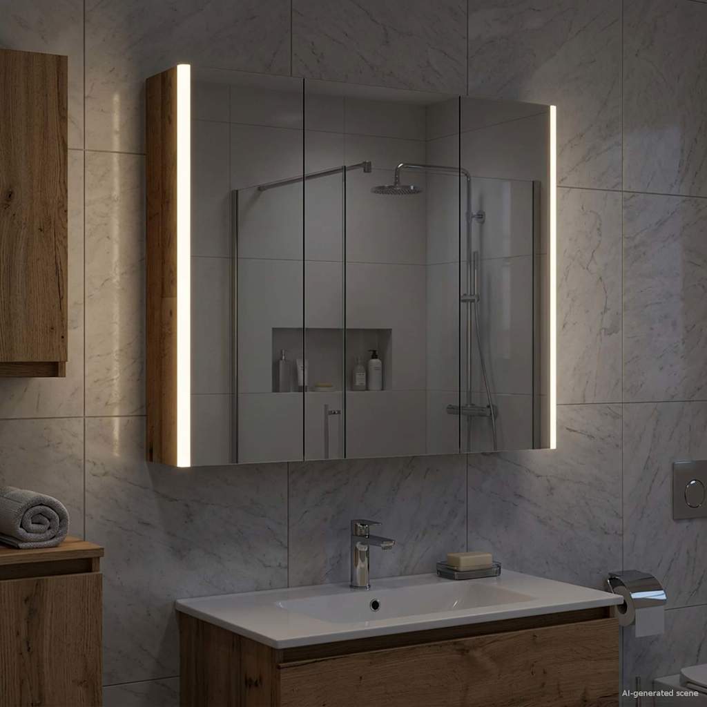 Kylpyhuoneen Peilikaappi hyllyllä Vanha puu 73.5 x 15.5 x 70 cm