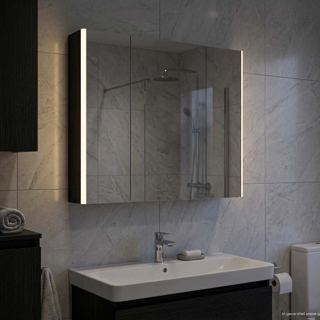 Kylpyhuoneen Peilikaappi Musta tammi. 83,5 x 15,5 x 70 cm