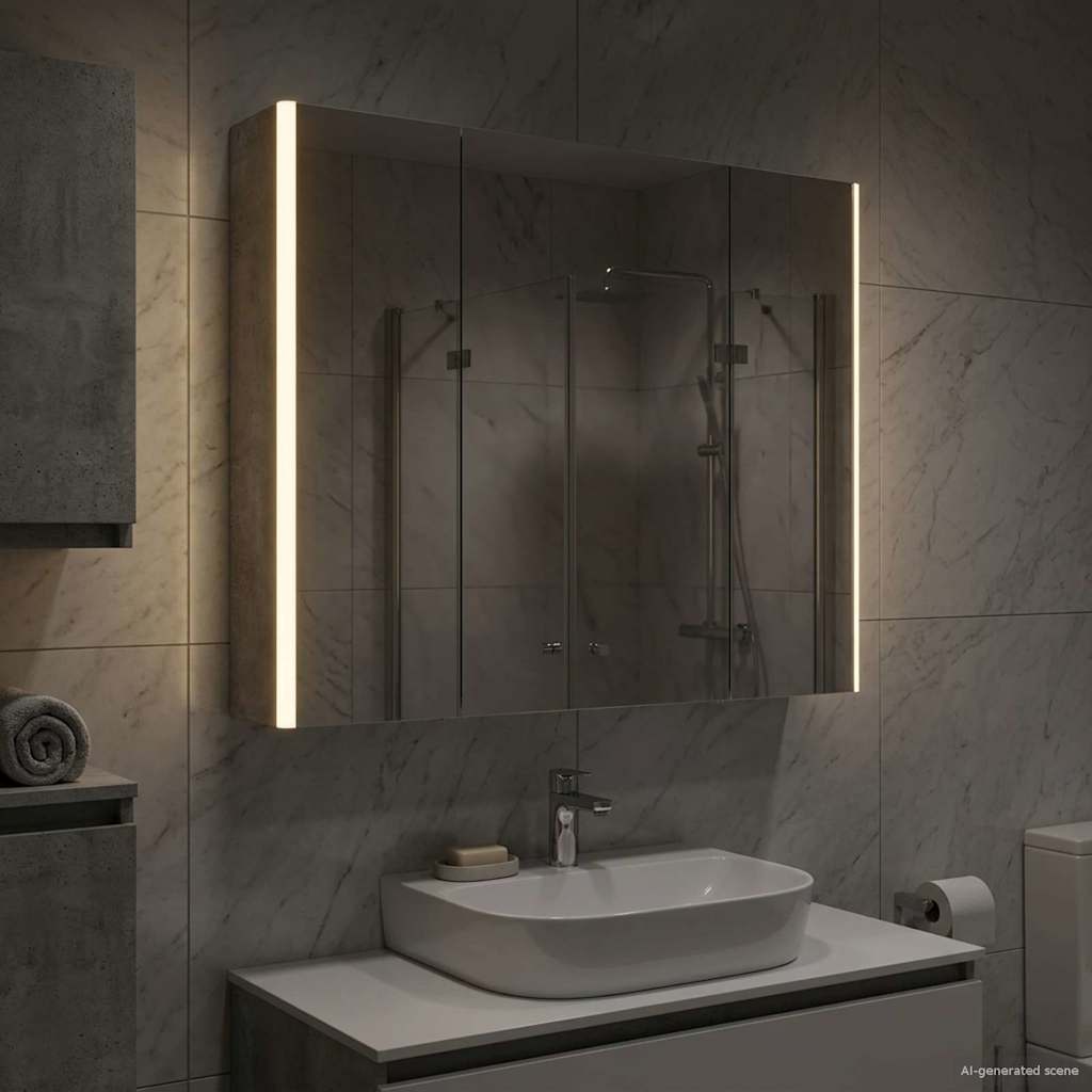 Kylpyhuoneen Peilikaappi Betoni Harmaa 83,5 x 15,5 x 70 cm