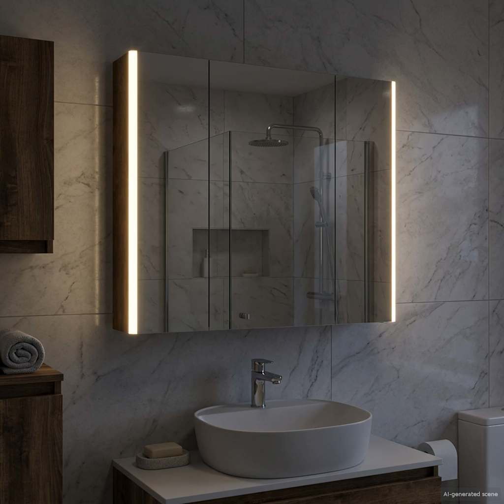 Kylpyhuoneen Peilikaappi Savupähkinä 83,5 x 15,5 x 70 cm