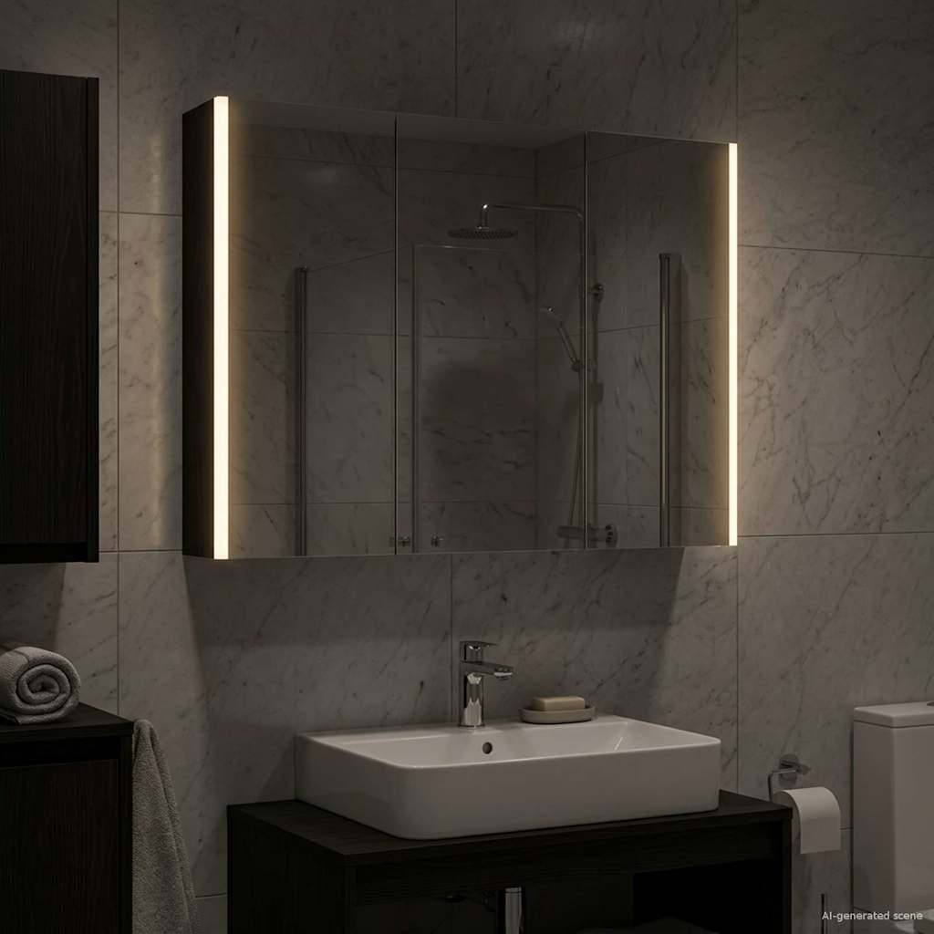 Kylpyhuoneen Peilikaappi Musta tammi. 103,5 x 15,5 x 70 cm