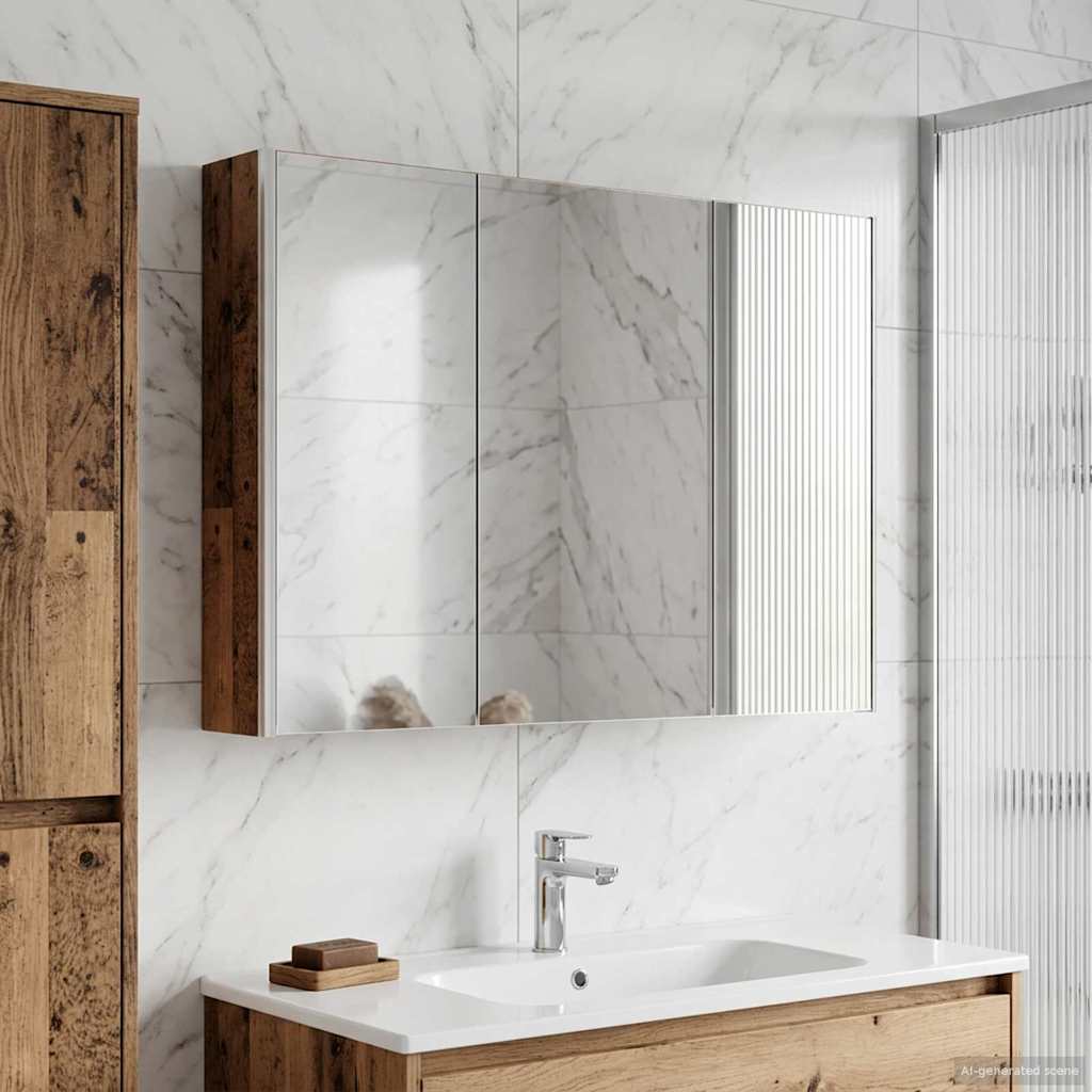 Kylpyhuoneen Peilikaappi Vanha puu 103,5 x 15,5 x 70 cm