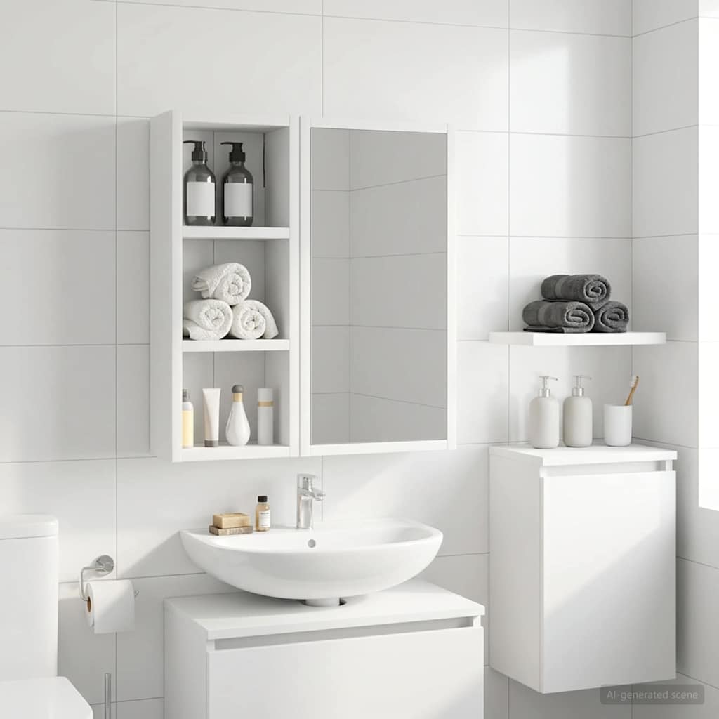 Kylpyhuoneen seinäkaappi hyllyllä Valkoinen 20 x 10 x 50 cm