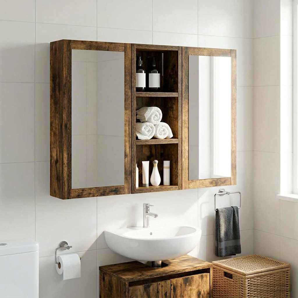 Kylpyhuoneen seinäkaappi Savustettu Tammi 20 x 10 x 50 cm