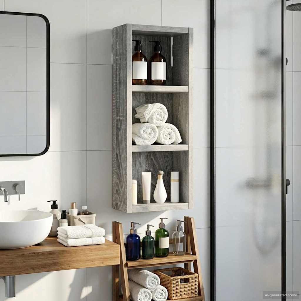 Kylpyhuoneen seinäkaappi hyllyllä Harmaa Sonoma 20 x 10 x 50 cm