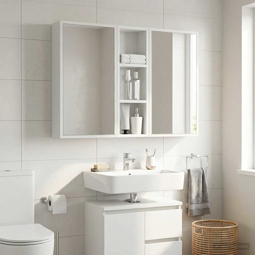 Kylpyhuoneen seinäkaappi hyllyllä Valkoinen 20 x 10 x 60,5 cm