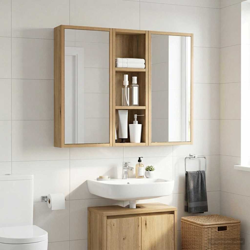 Kylpyhuoneen seinäkaappi hyllyllä Taidekoivu 20 x 10 x 60,5 cm