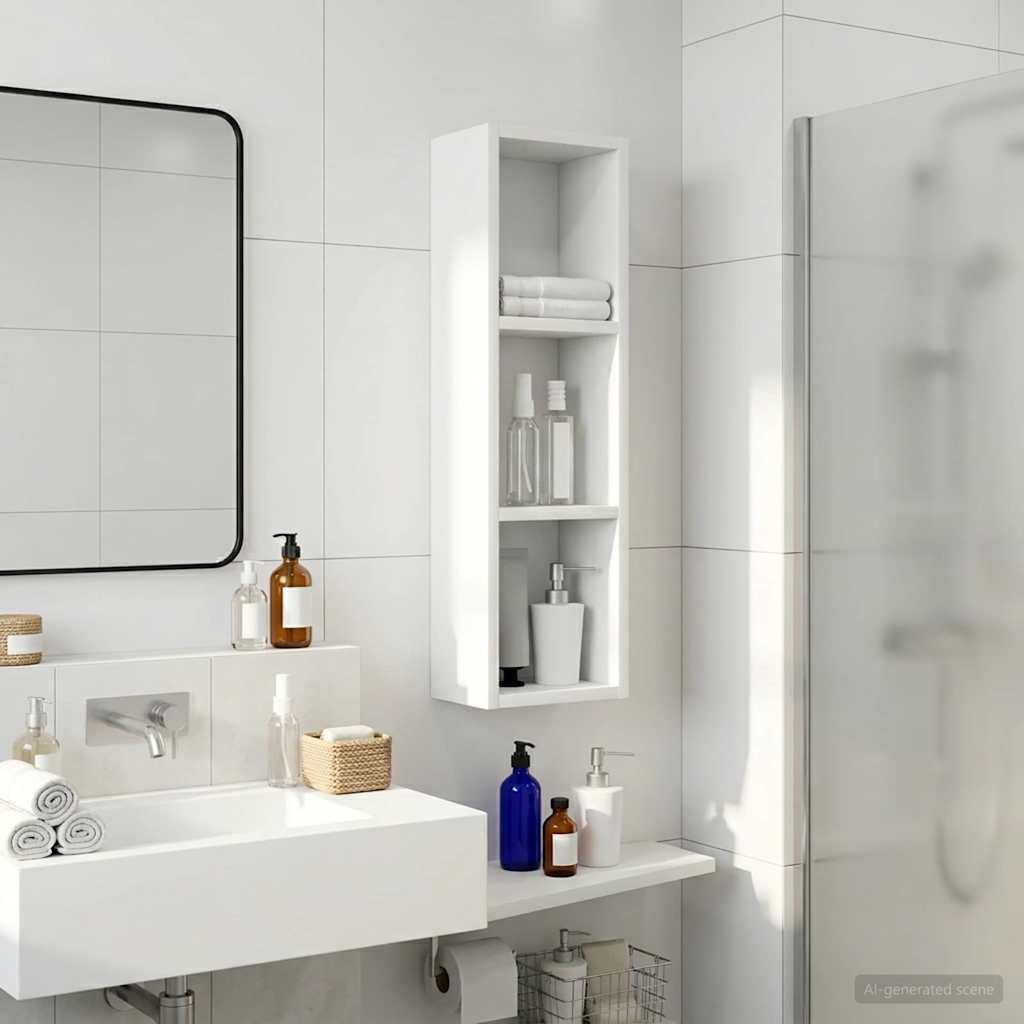 Kylpyhuoneen seinäkaappi hyllyllä Valkoinen 20 x 14 x 70 cm