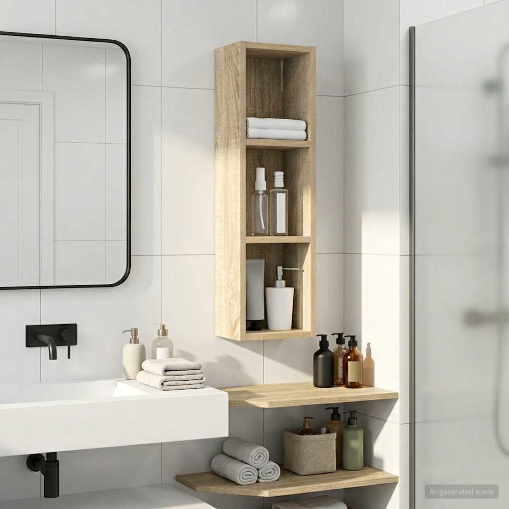 Kylpyhuoneen seinäkaappi hyllyllä Sonoman tammi 20 x 14 x 70 cm