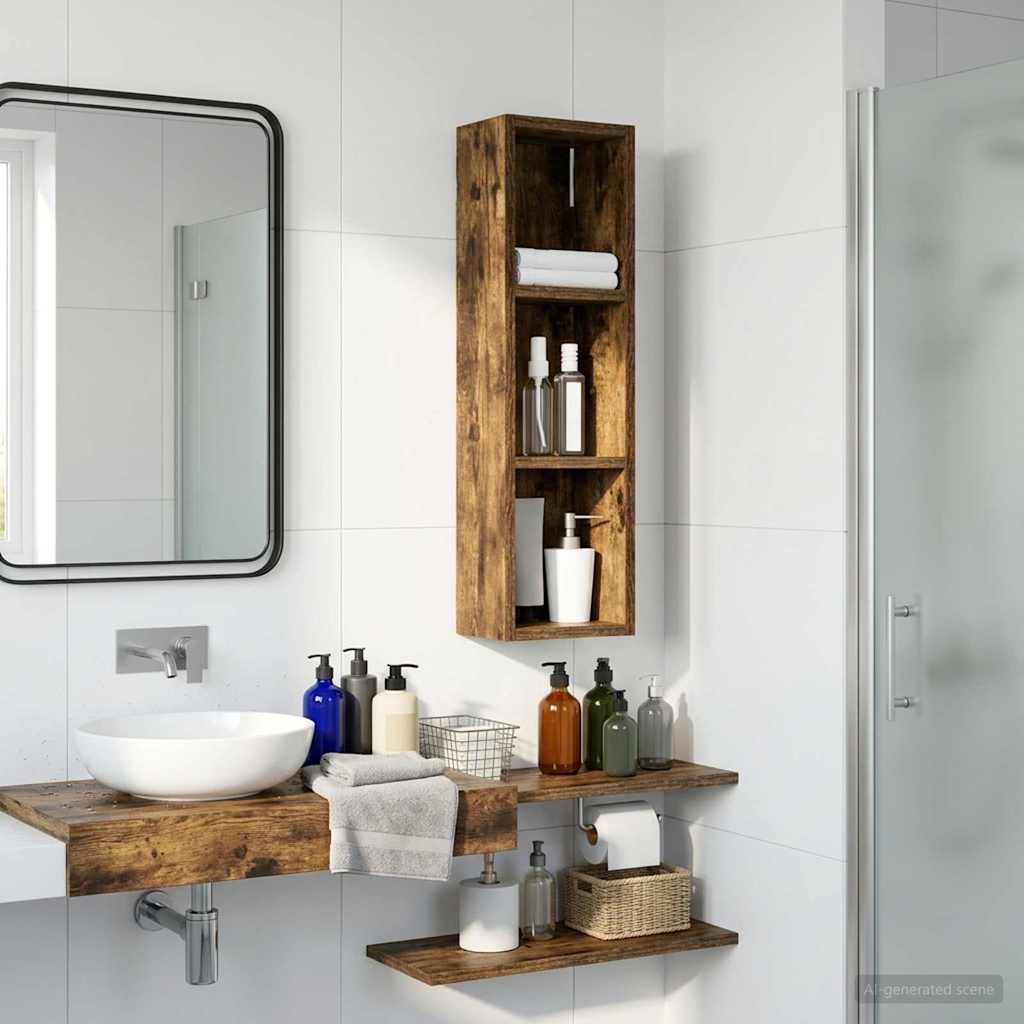 Kylpyhuoneen seinäkaappi Savustettu Tammi 20 x 14 x 70 cm