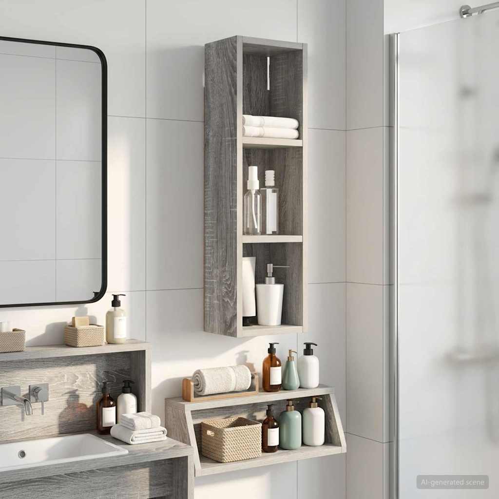 Kylpyhuoneen seinäkaappi hyllyllä Harmaa Sonoma 20 x 14 x 70 cm