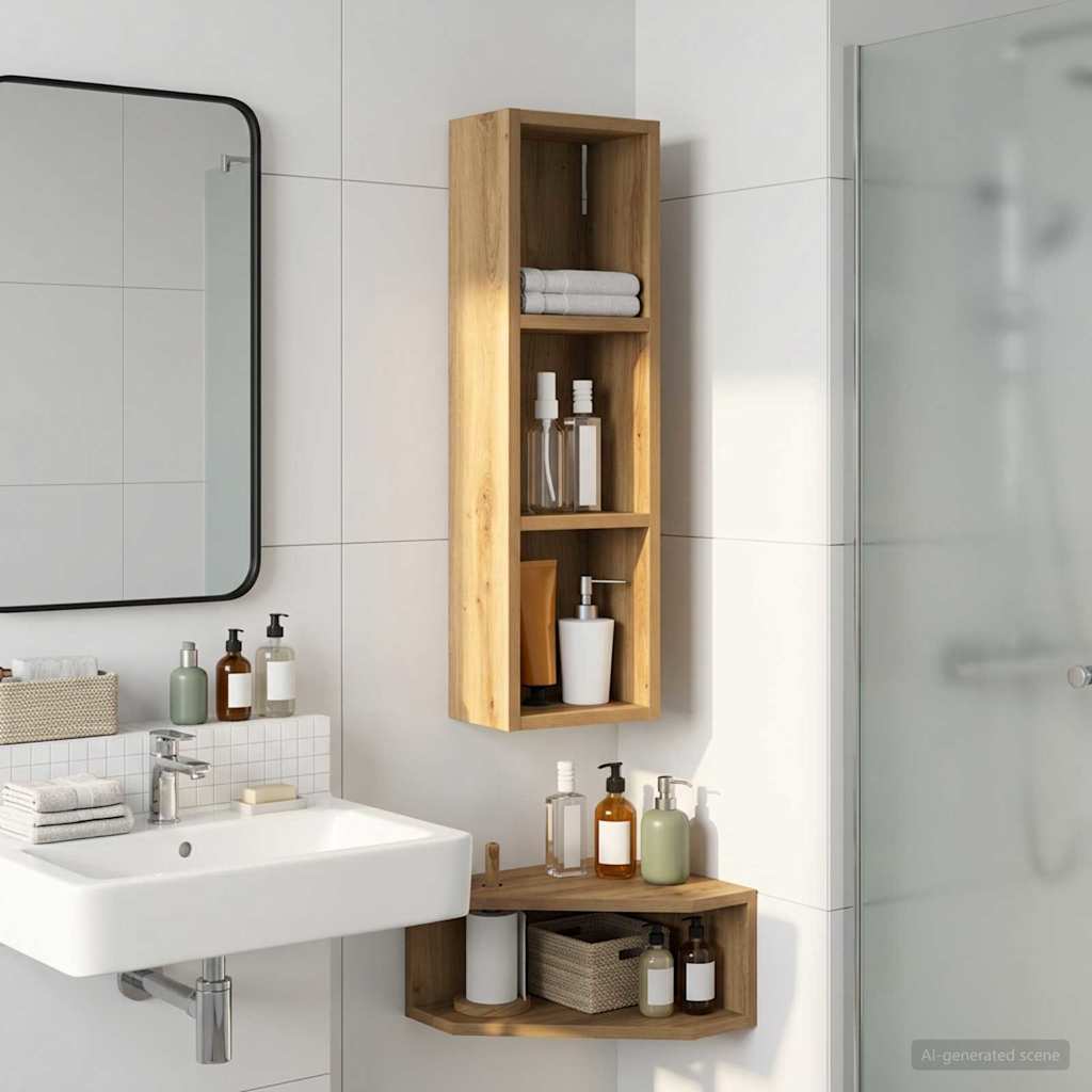 Kylpyhuoneen seinäkaappi hyllyllä Taidekoivu 20 x 14 x 70 cm