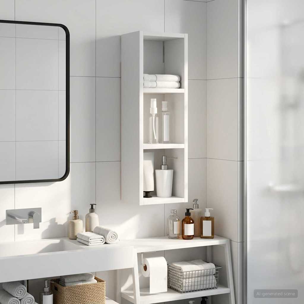 Kylpyhuoneen seinäkaappi hyllyllä Valkoinen 20 x 16 x 62,5 cm