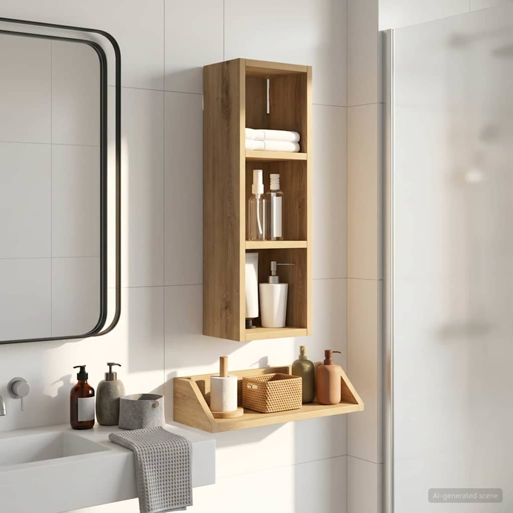 Kylpyhuoneen seinäkaappi hyllyllä Taidekoivu 20 x 16 x 62,5 cm