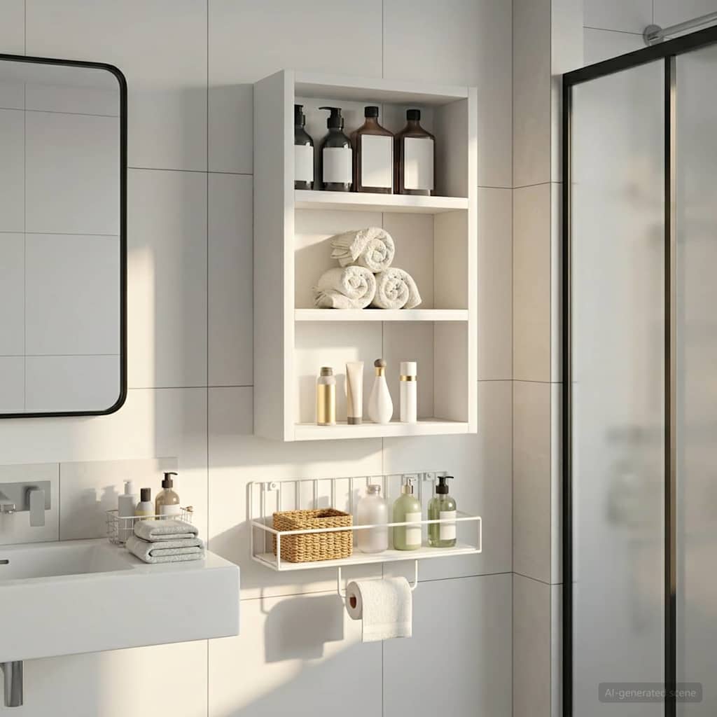 Kylpyhuoneen seinäkaappi hyllyllä Valkoinen 30 x 10 x 50 cm