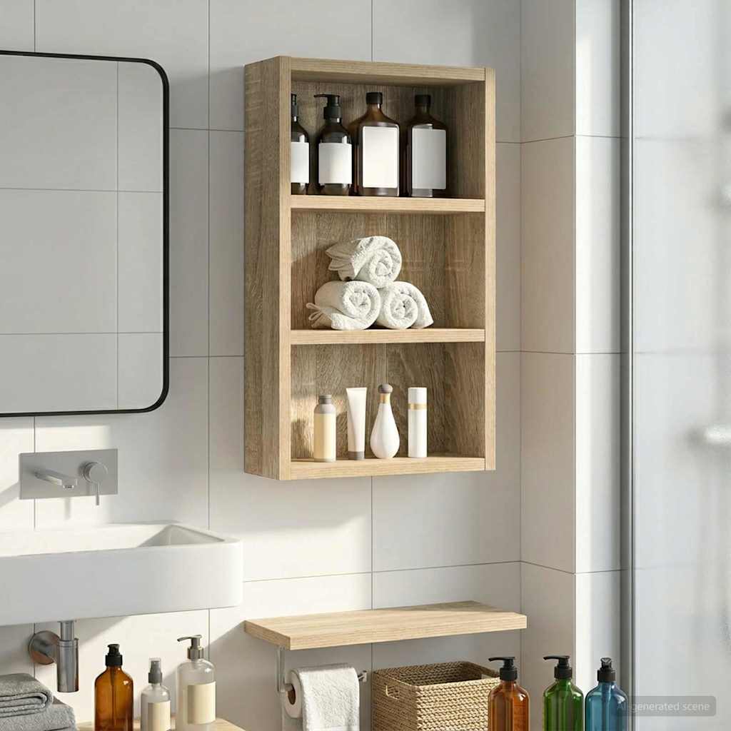 Kylpyhuoneen seinäkaappi hyllyllä Sonoman tammi 30 x 10 x 50 cm
