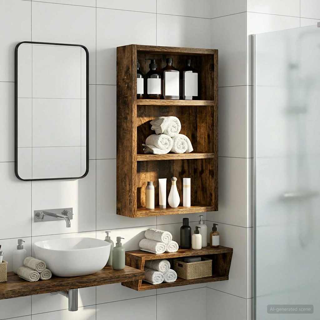 Kylpyhuoneen seinäkaappi Savustettu Tammi 30 x 10 x 50 cm