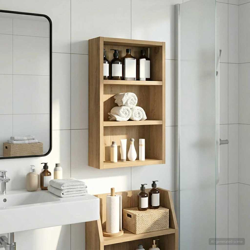 Kylpyhuoneen seinäkaappi hyllyllä Taidekoivu 30 x 10 x 50 cm
