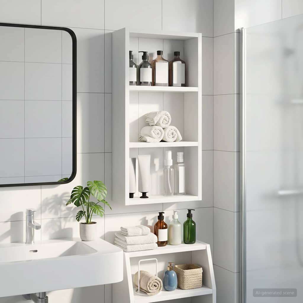 Kylpyhuoneen seinäkaappi hyllyllä Valkoinen 30 x 10 x 60,5 cm