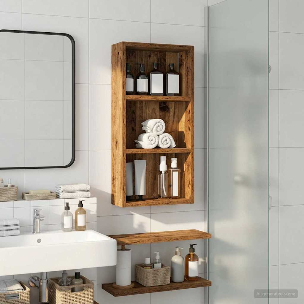 Kylpyhuoneen seinäkaappi hyllyllä Vanha puu 30 x 10 x 60,5 cm