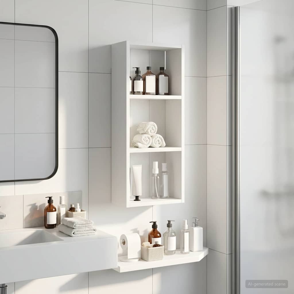 Kylpyhuoneen seinäkaappi hyllyllä Valkoinen 30 x 14 x 70 cm