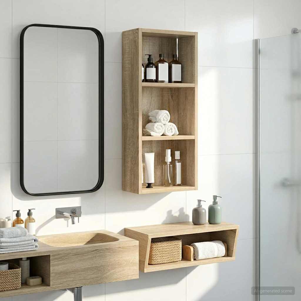 Kylpyhuoneen seinäkaappi hyllyllä Sonoman tammi 30 x 14 x 70 cm