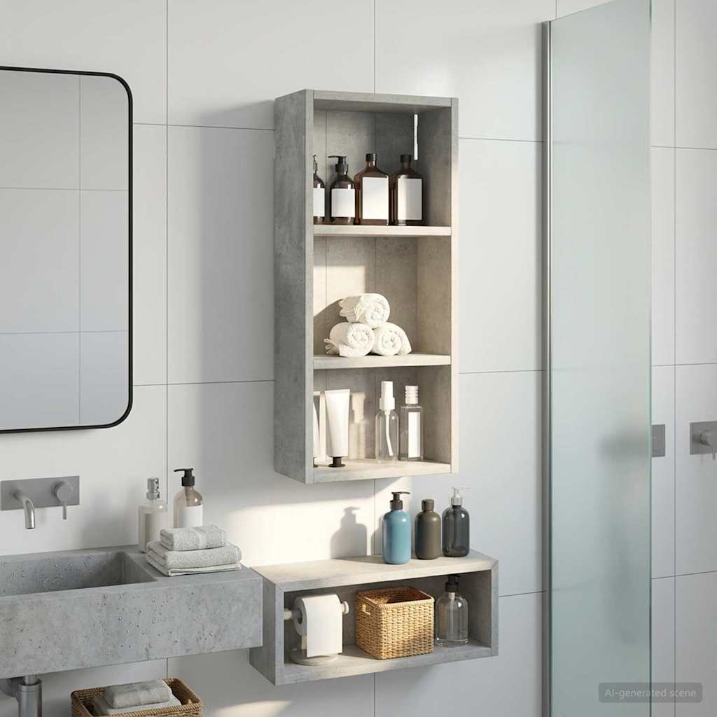 Kylpyhuoneen seinäkaappi hyllyllä Betoni Harmaa 30 x 14 x 70 cm