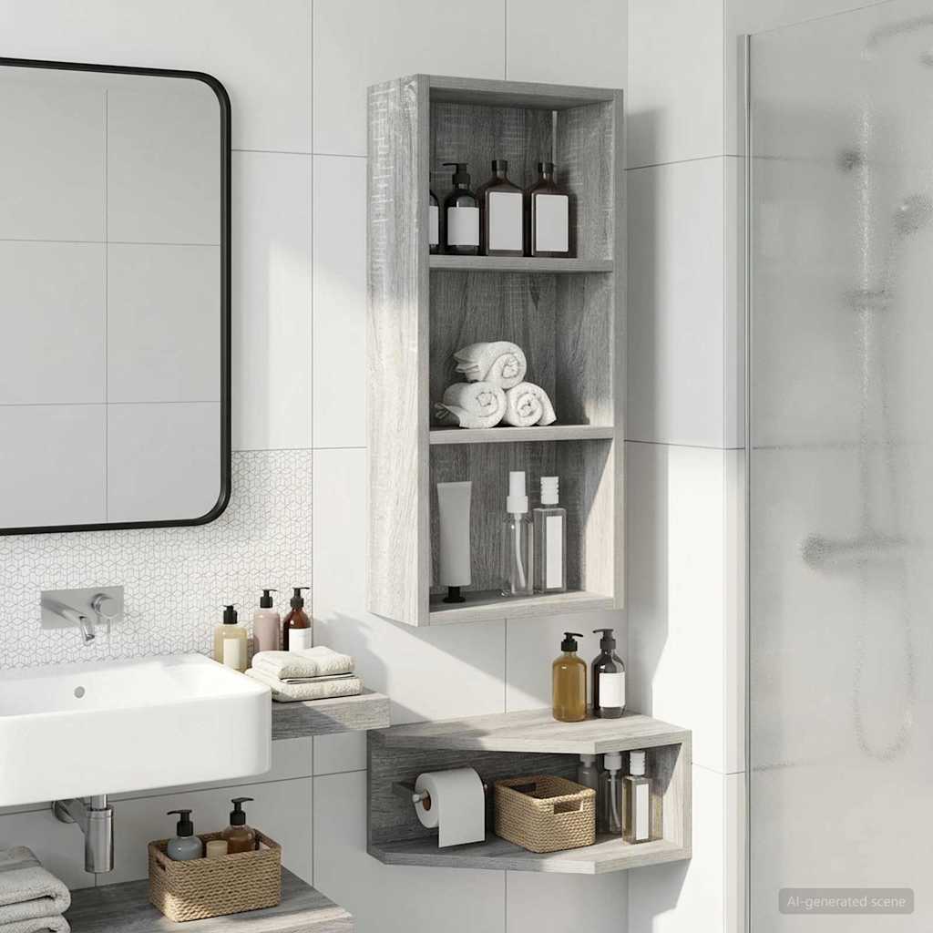 Kylpyhuoneen seinäkaappi hyllyllä Harmaa Sonoma 30 x 14 x 70 cm