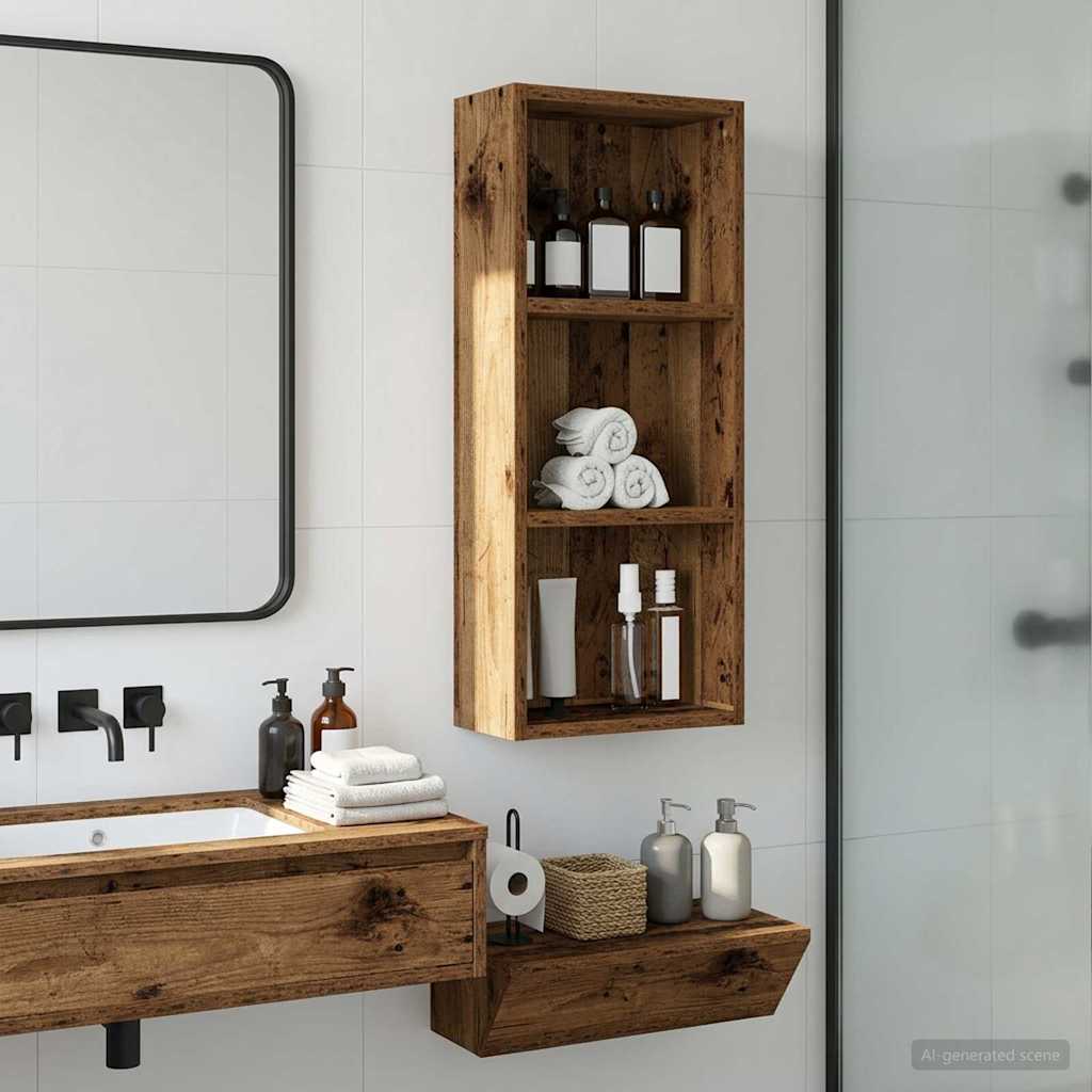 Kylpyhuoneen seinäkaappi hyllyllä Vanha puu 30 x 14 x 70 cm