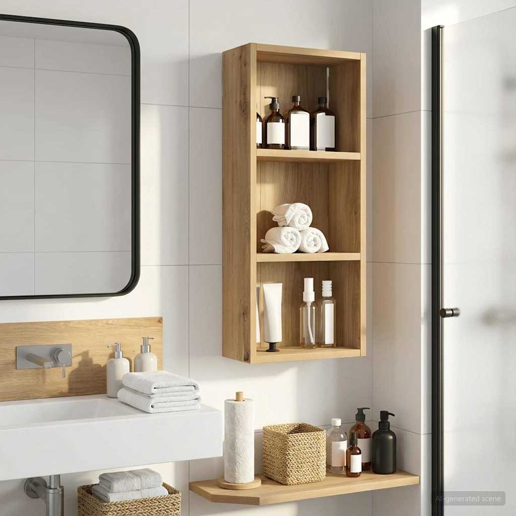 Kylpyhuoneen seinäkaappi hyllyllä Taidekoivu 30 x 14 x 70 cm