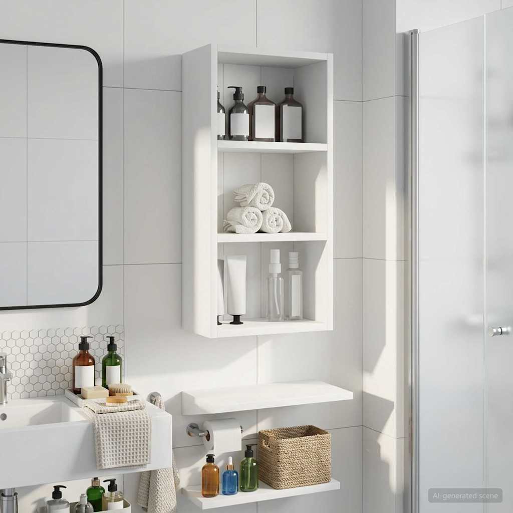 Kylpyhuoneen seinäkaappi hyllyllä Valkoinen 30 x 16 x 62,5 cm