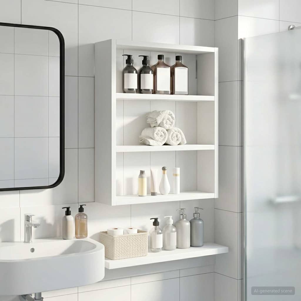 Kylpyhuoneen seinäkaappi hyllyllä Valkoinen 40 x 10 x 50 cm