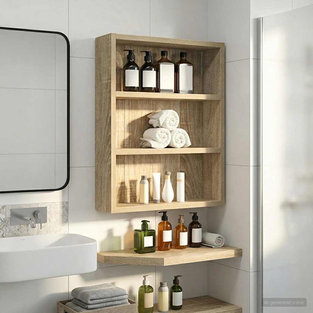 Kylpyhuoneen seinäkaappi hyllyllä Sonoman tammi 40 x 10 x 50 cm
