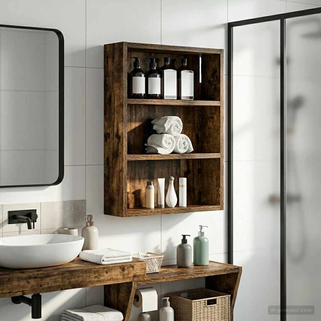 Kylpyhuoneen seinäkaappi Savustettu Tammi 40 x 10 x 50 cm