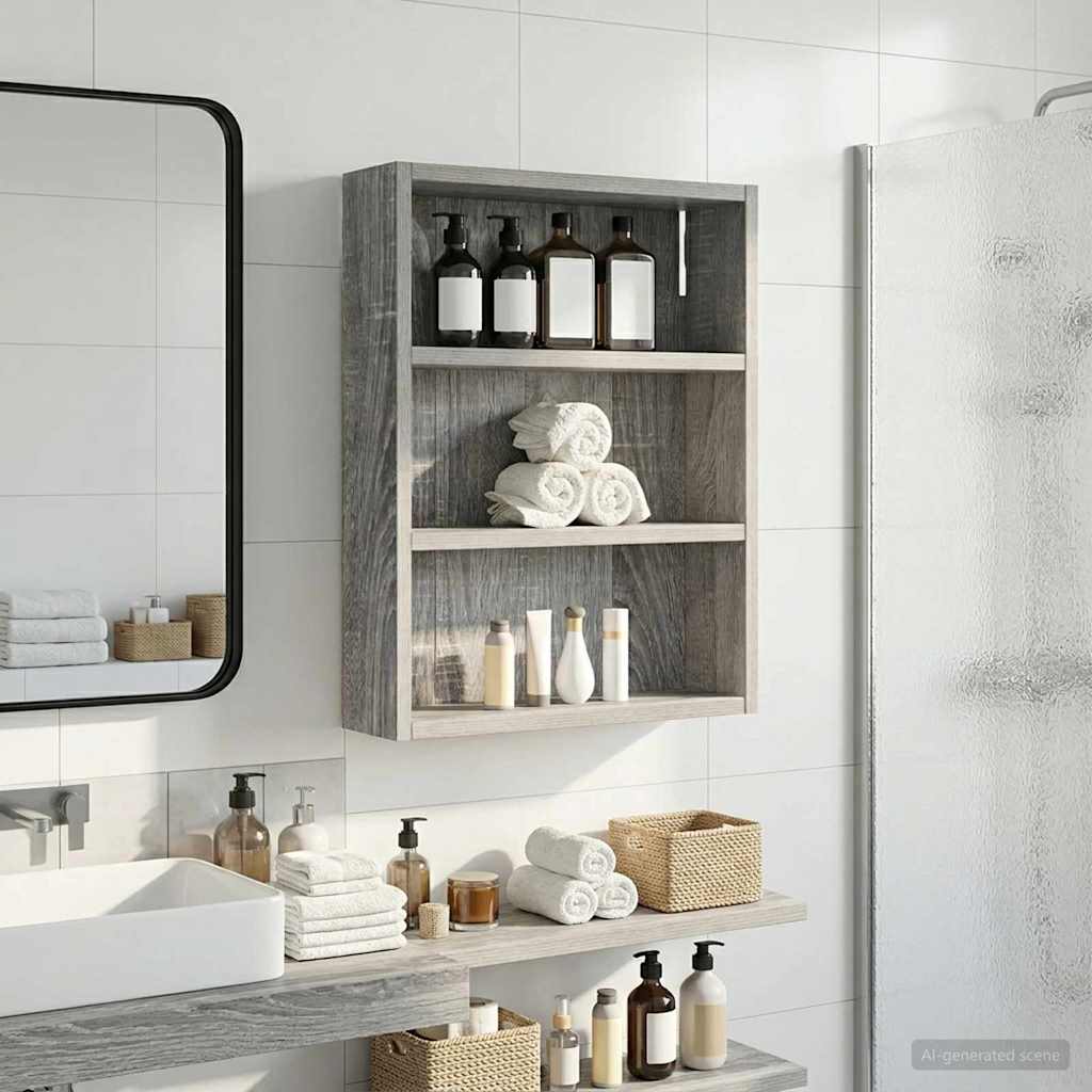 Kylpyhuoneen seinäkaappi hyllyllä Harmaa Sonoma 40 x 10 x 50 cm