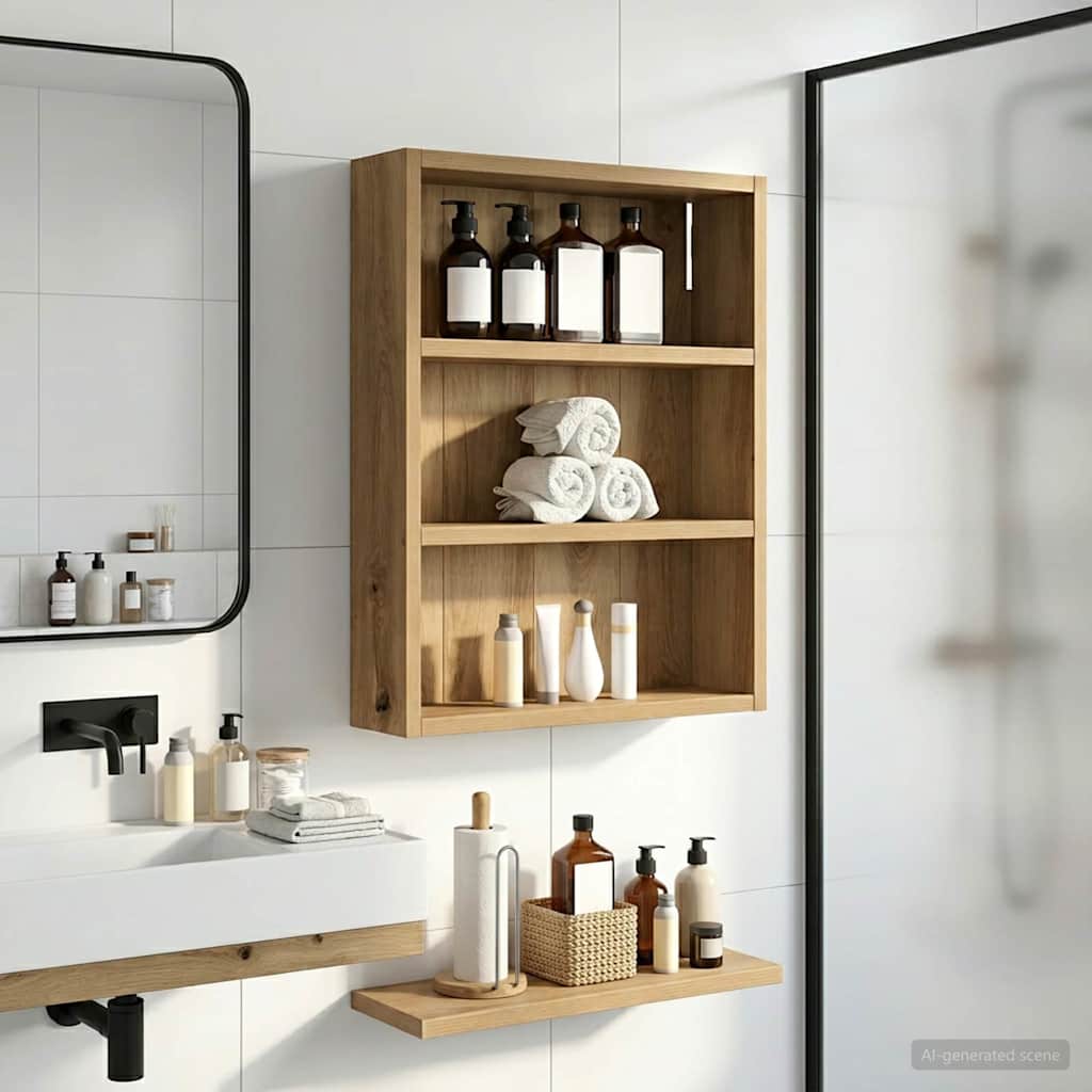 Kylpyhuoneen seinäkaappi hyllyllä Taidekoivu 40 x 10 x 50 cm