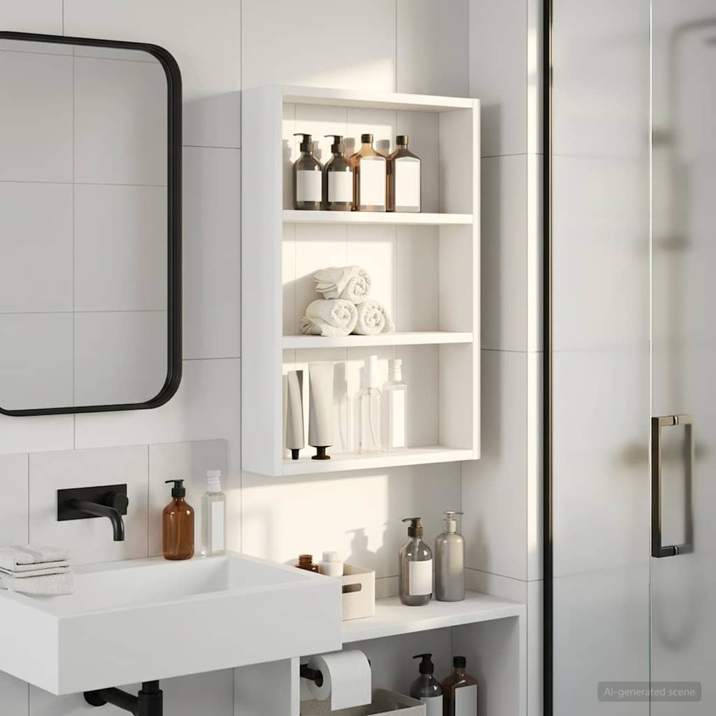 Kylpyhuoneen seinäkaappi hyllyllä Valkoinen 40 x 10 x 60,5 cm