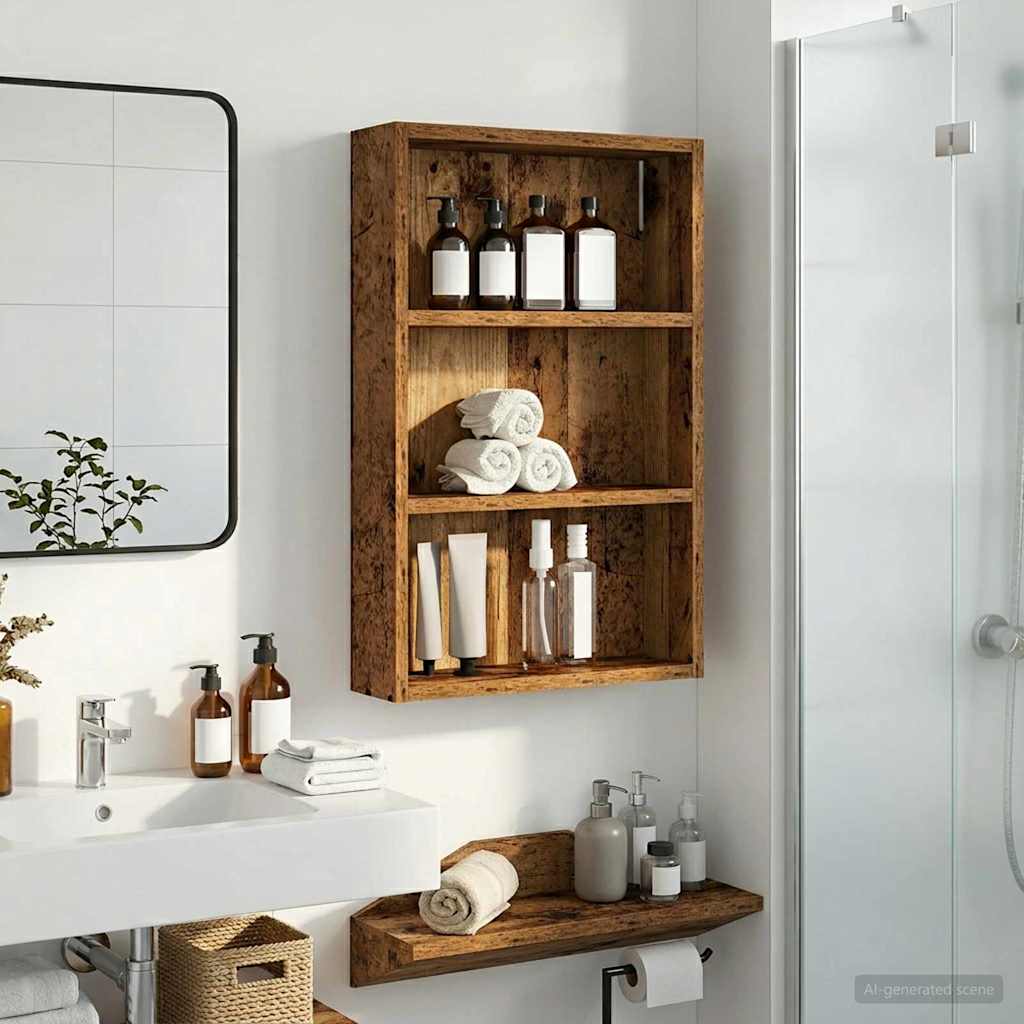 Kylpyhuoneen seinäkaappi hyllyllä Vanha puu 40 x 10 x 60,5 cm
