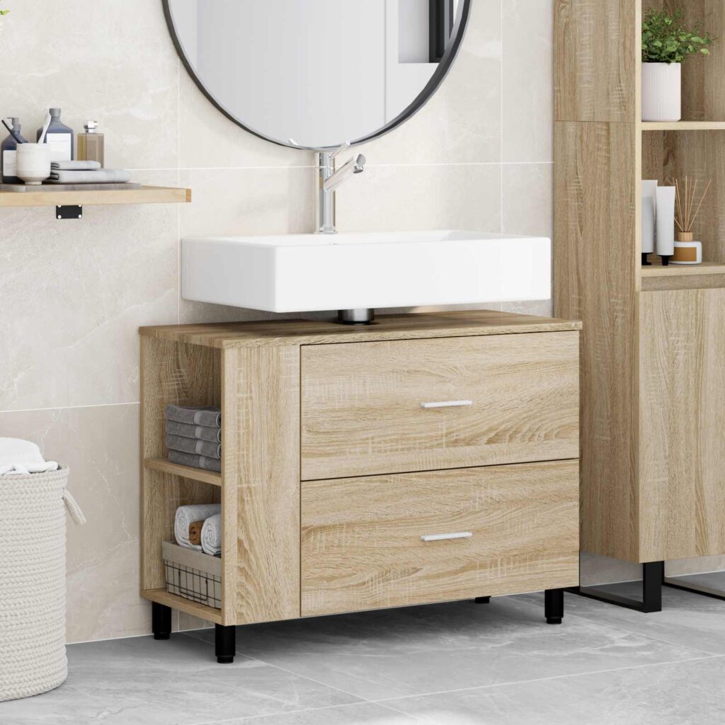 Kylpyhuoneen allaskaappi hyllyllä Sonoma tammi 80 x 35 x 60 cm