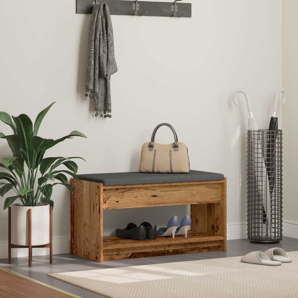 Halli penkki Vanha puu 83 x 38 x 45 cm Insinööripuu ja kangas