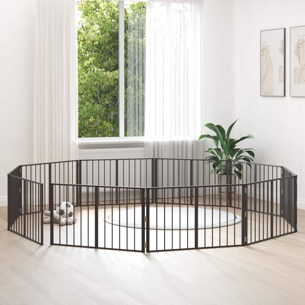 Koiraportti 10 pcs Musta 100 x 60 cm Galvanoitu teräs