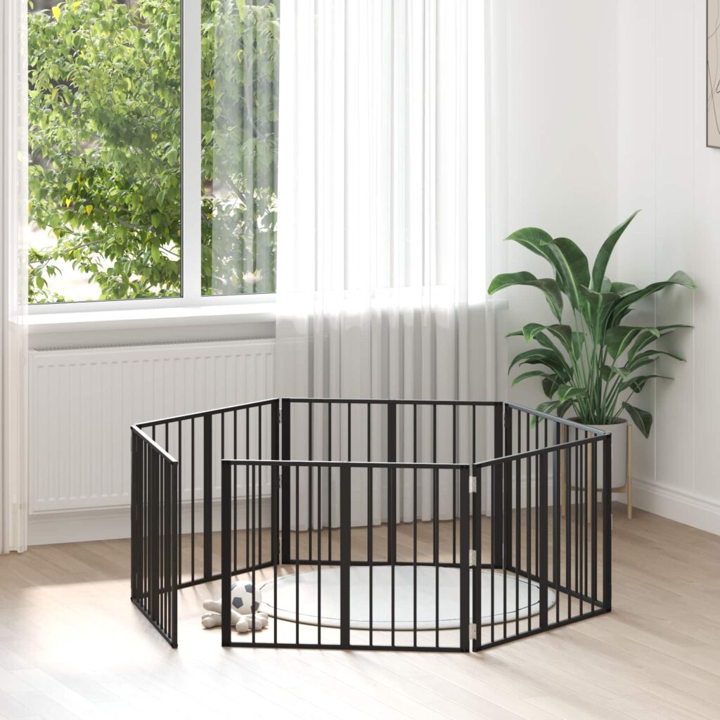 Koiraportti 6 pcs Musta 80 x 60 cm Galvanoitu teräs