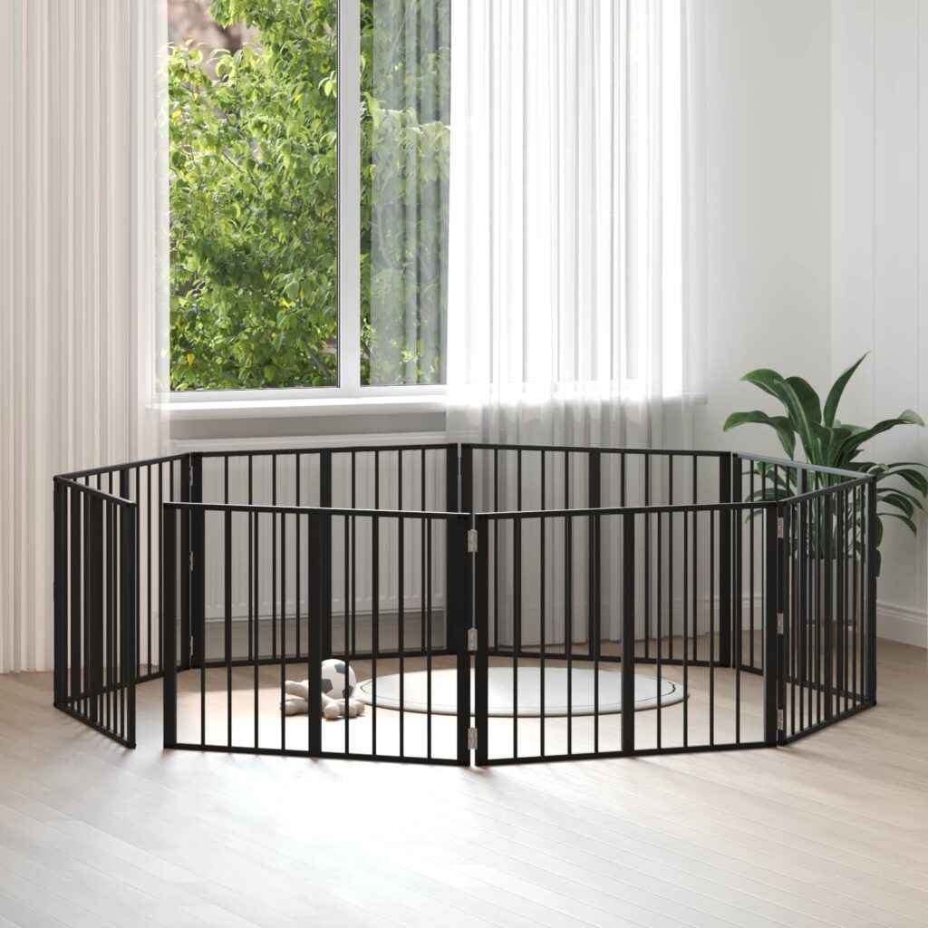 Koiraportti 8 pcs Musta 80 x 60 cm Galvanoitu teräs